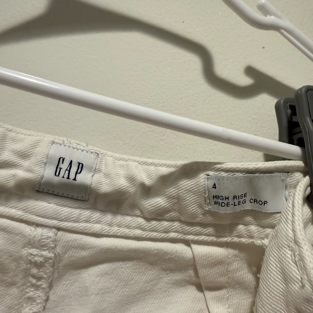 GAP Cream High Rise Wide-Leg Crop Pants